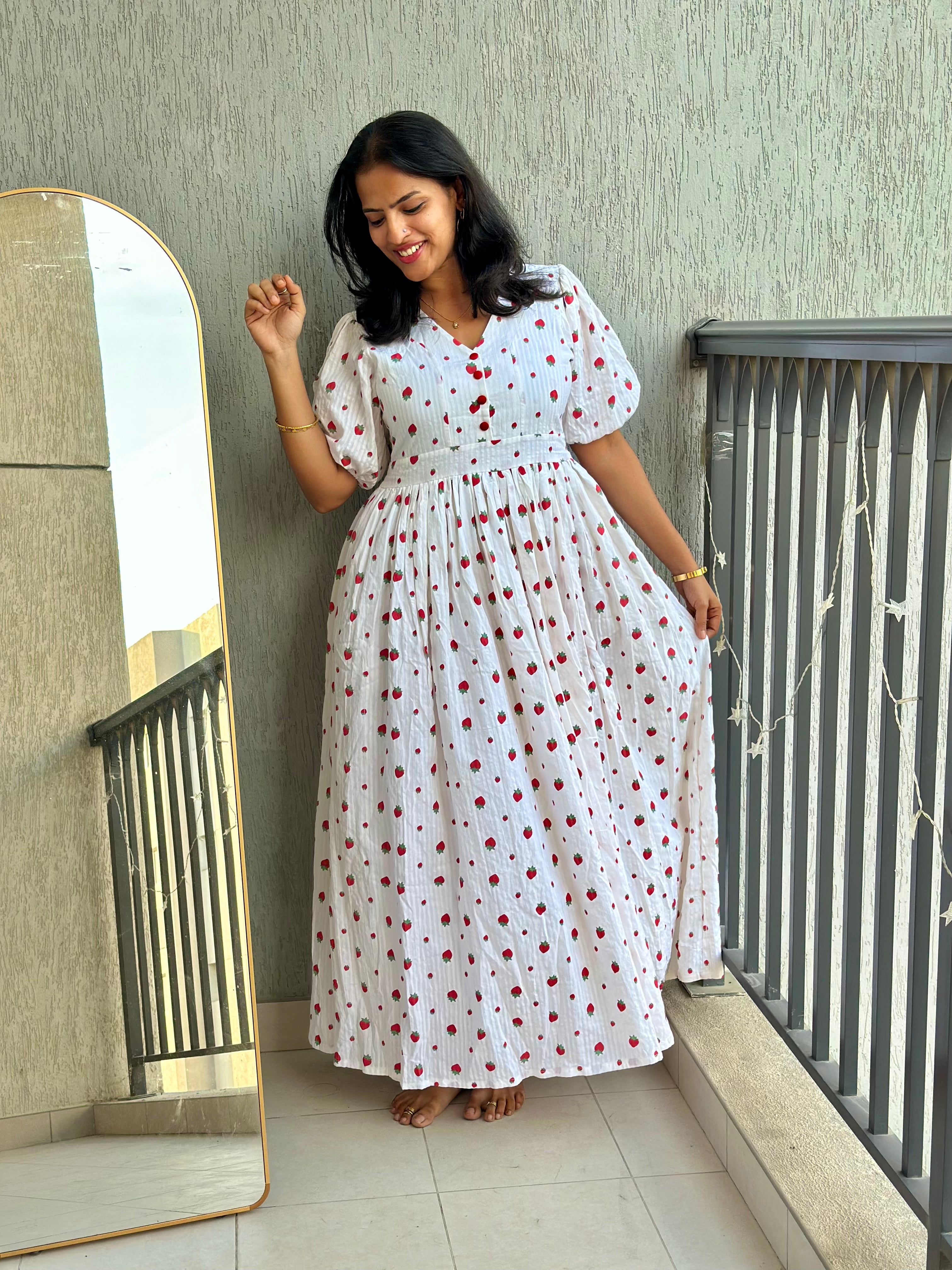 Strawberry Print Maxi Dress