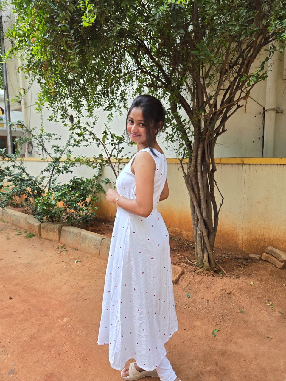 White Heart Print Frock