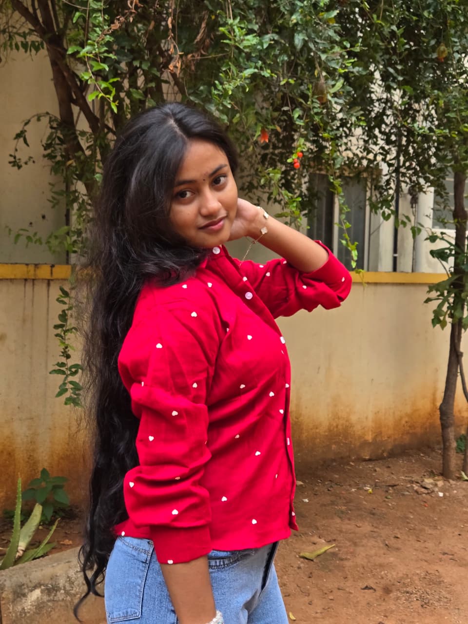 Red Heart Print Casual Shirt – Fuchsia Couture