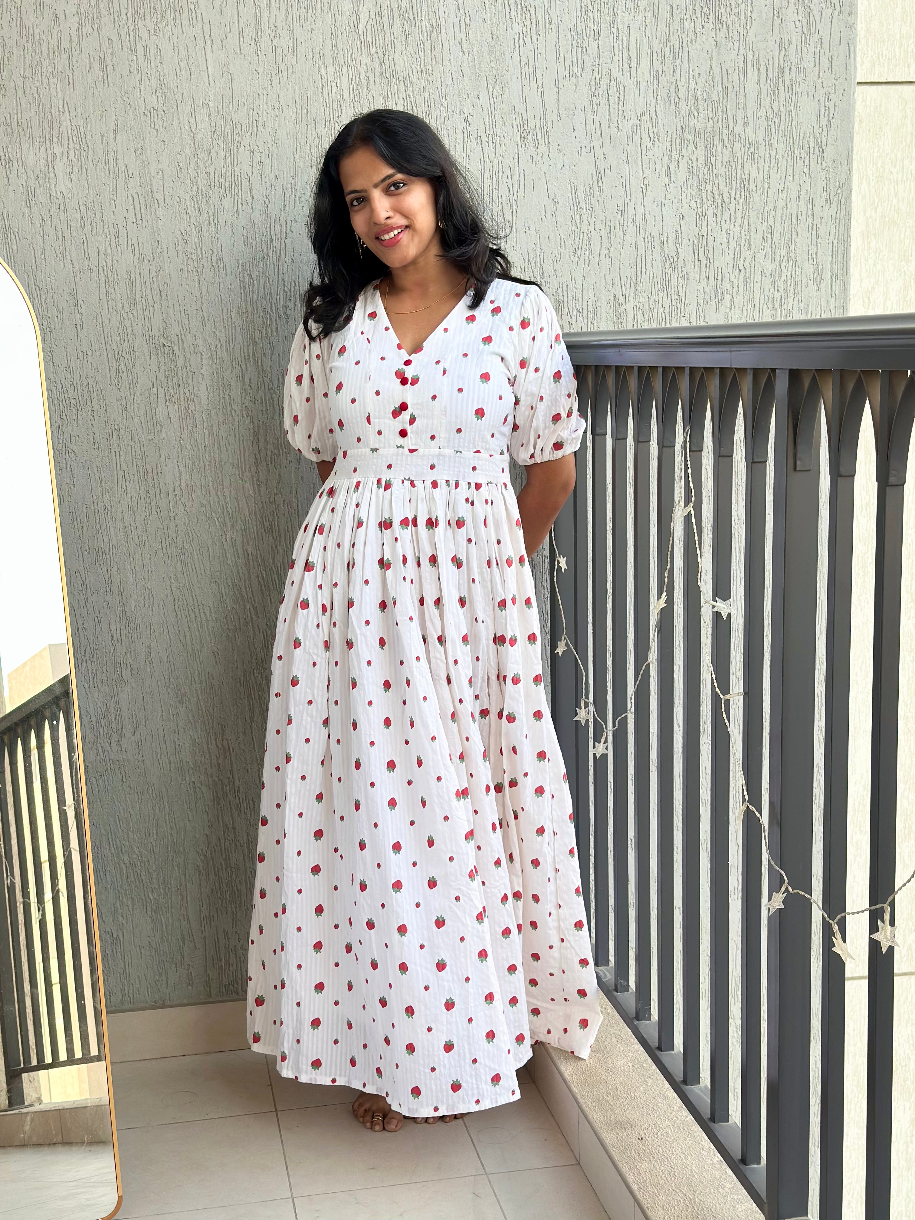 Strawberry Print Maxi Dress