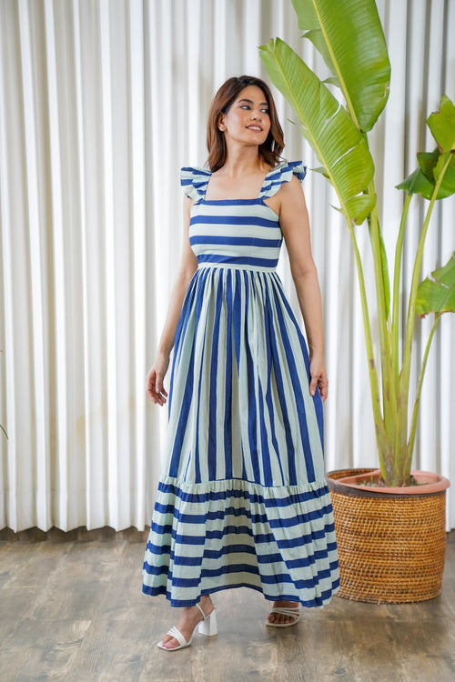 Blue Stripped Maxi Dress