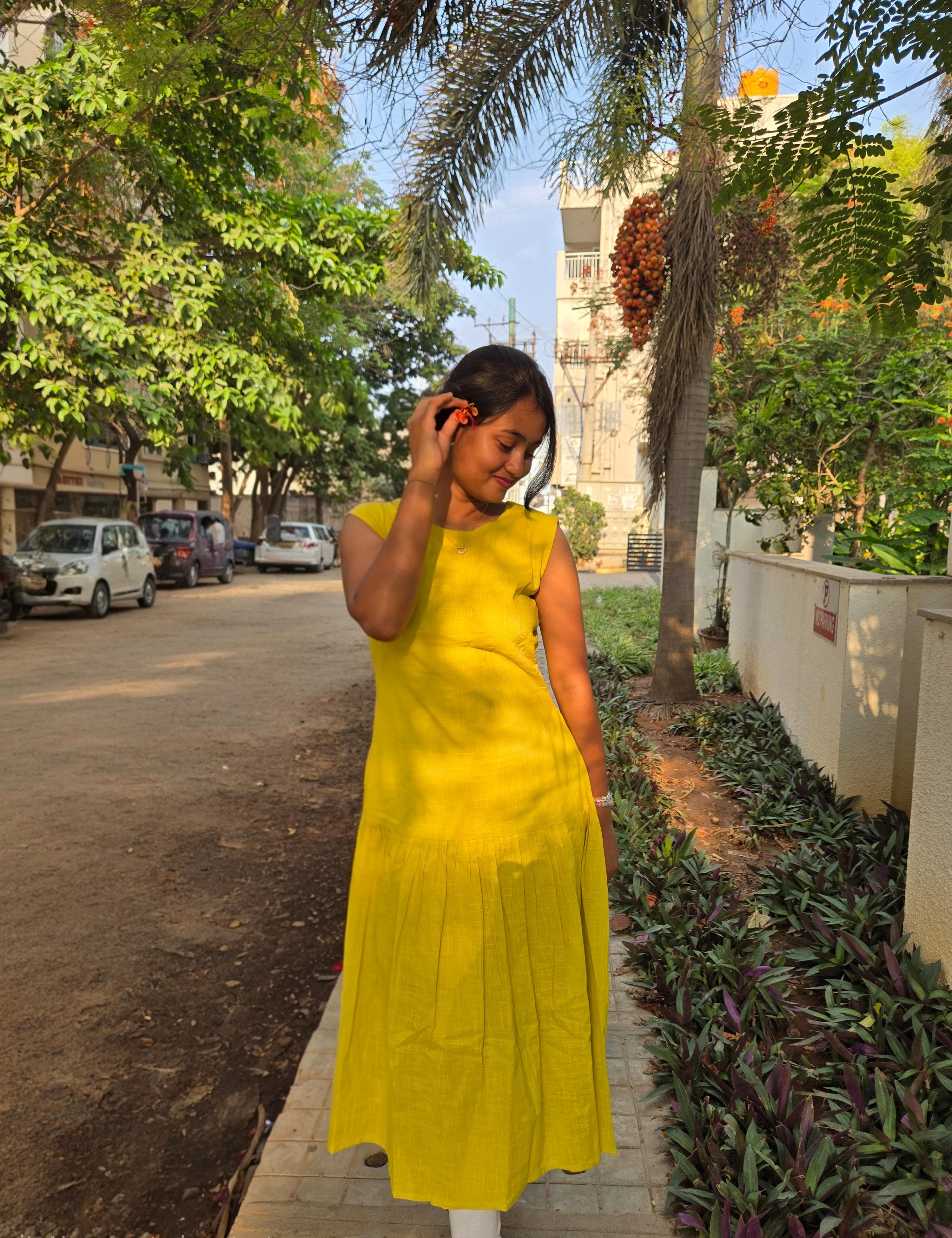 Sunshine Yellow Sleeveless Midi Dress