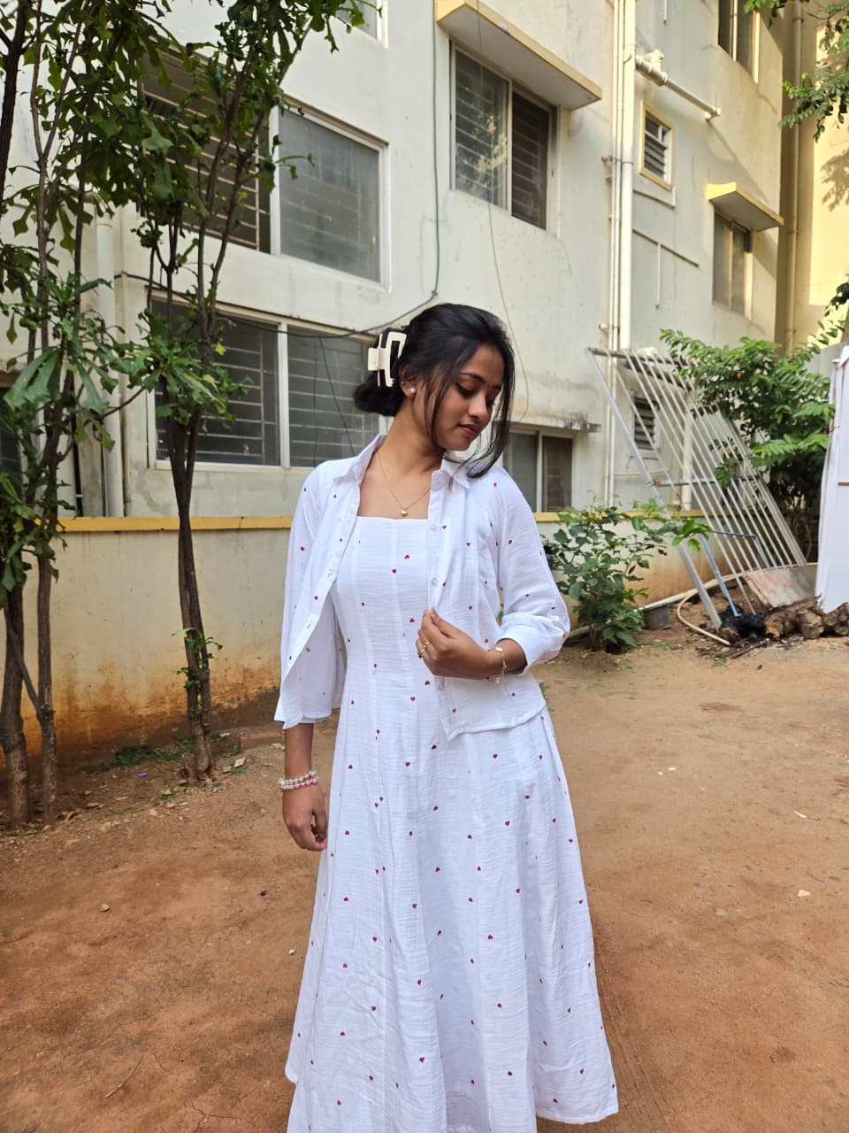 Ivory Charm Frock & Shirt Combo