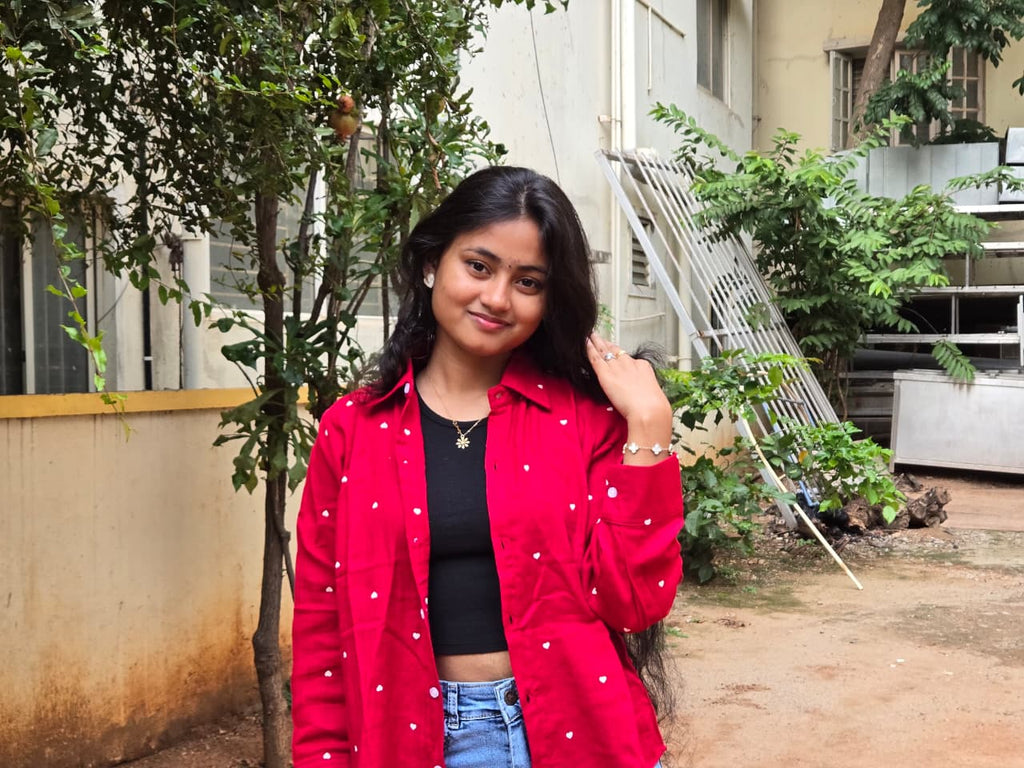 Red Heart Print Casual Shirt – Fuchsia Couture