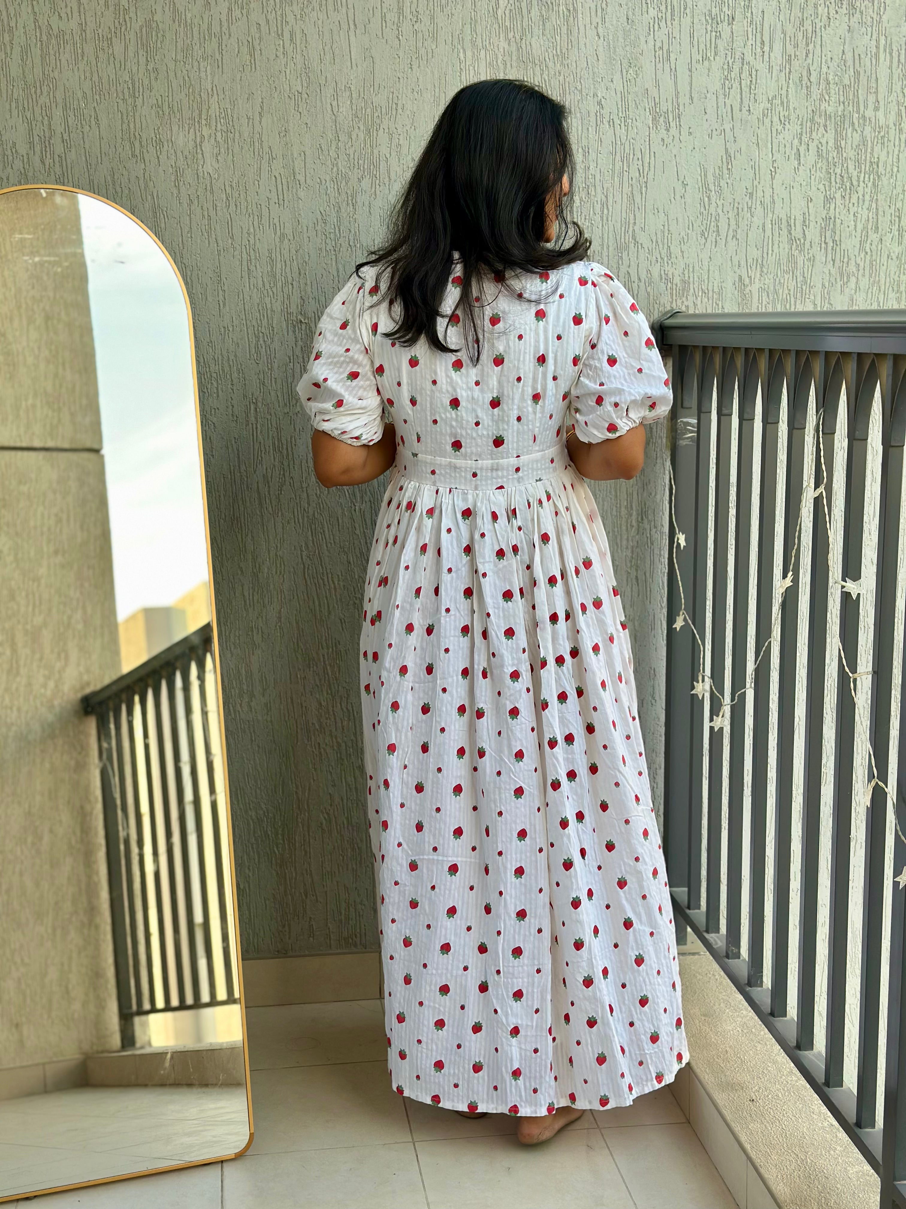 Strawberry Print Maxi Dress