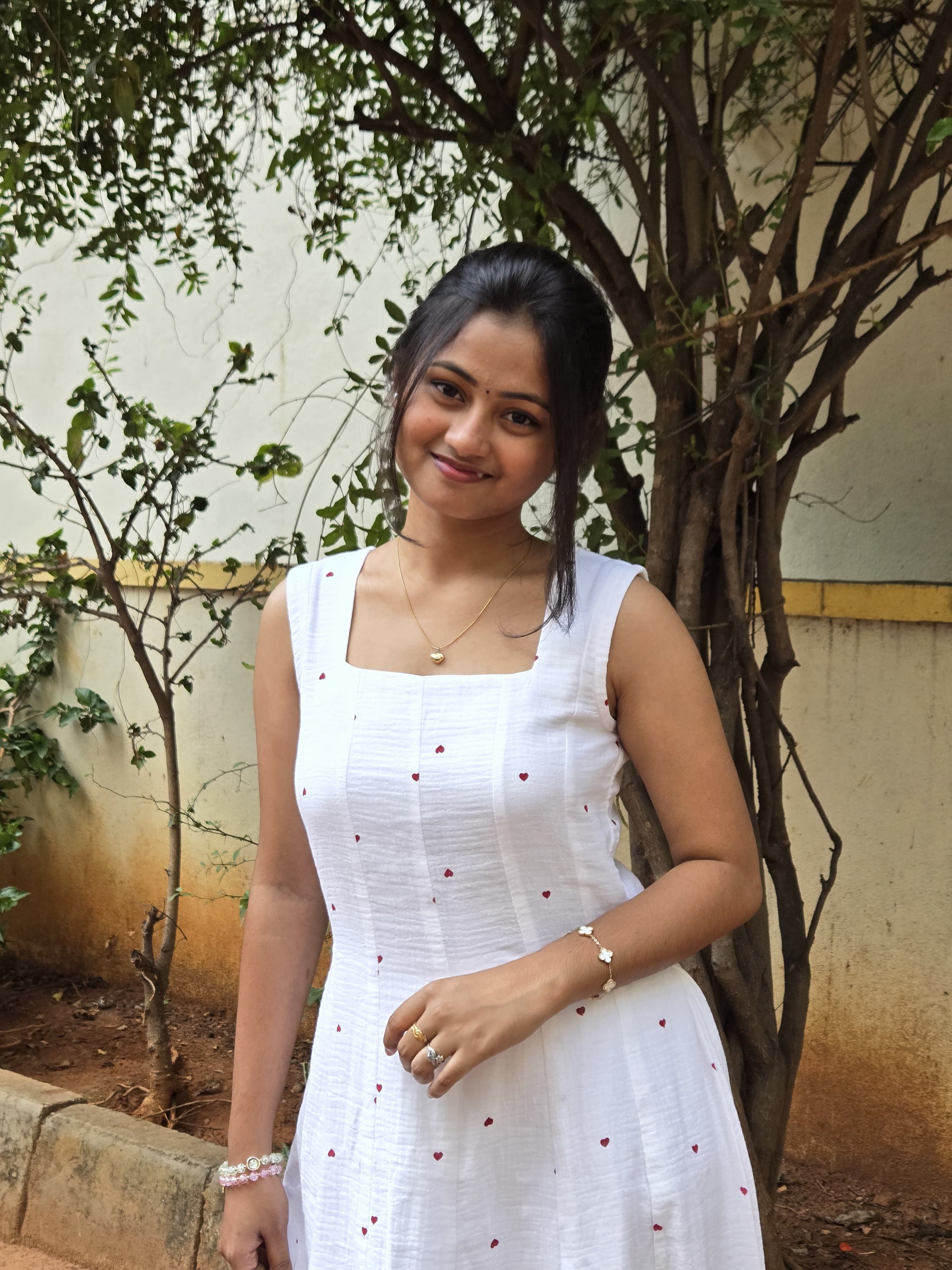 White Heart Print Frock