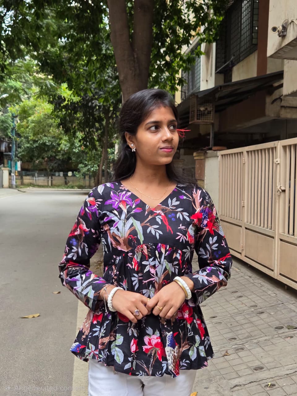 Midnight Floral Peplum Top