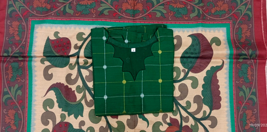 Emerald Green Checked Printed Kurta