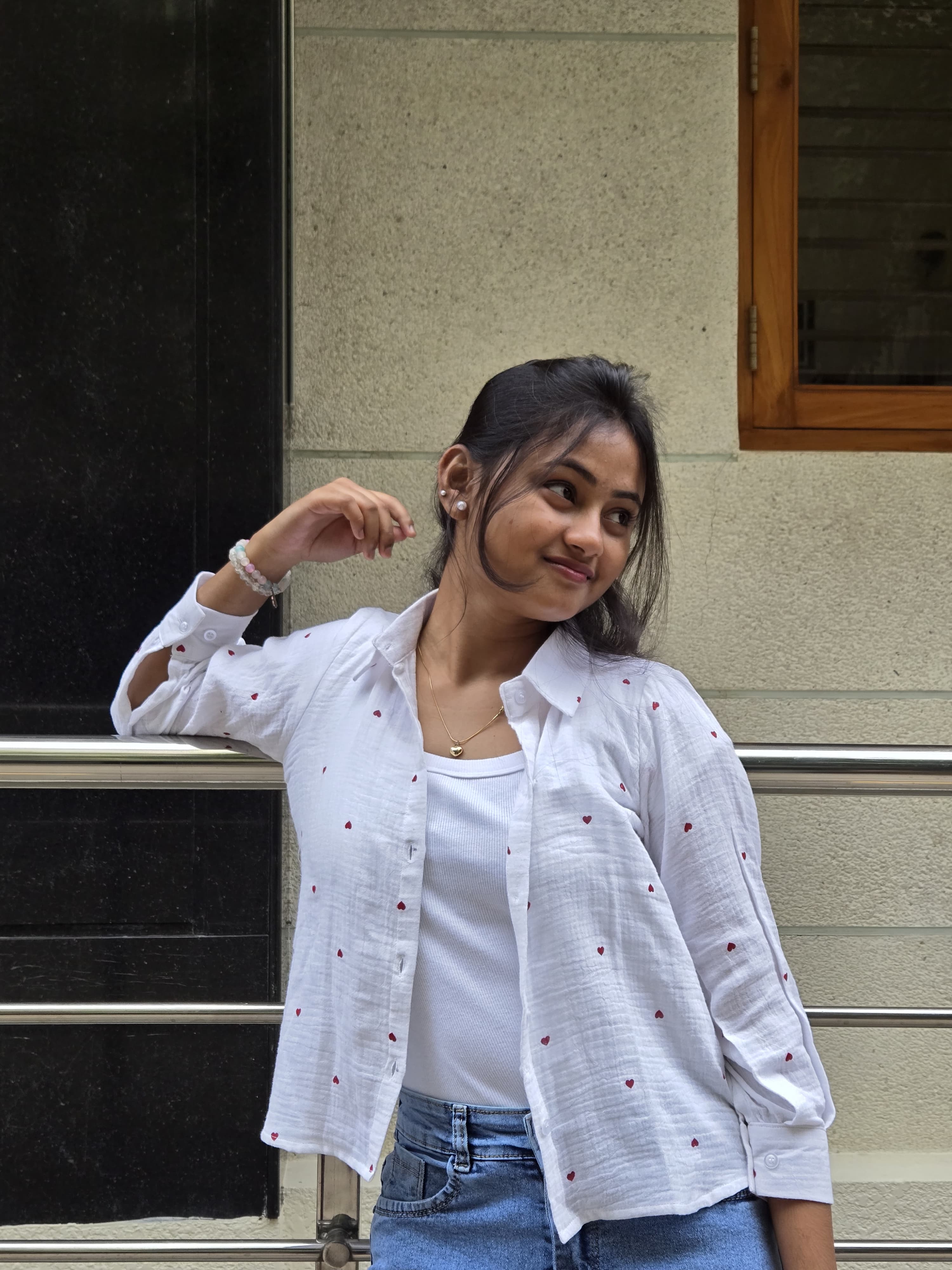 White Heart Print Shirt