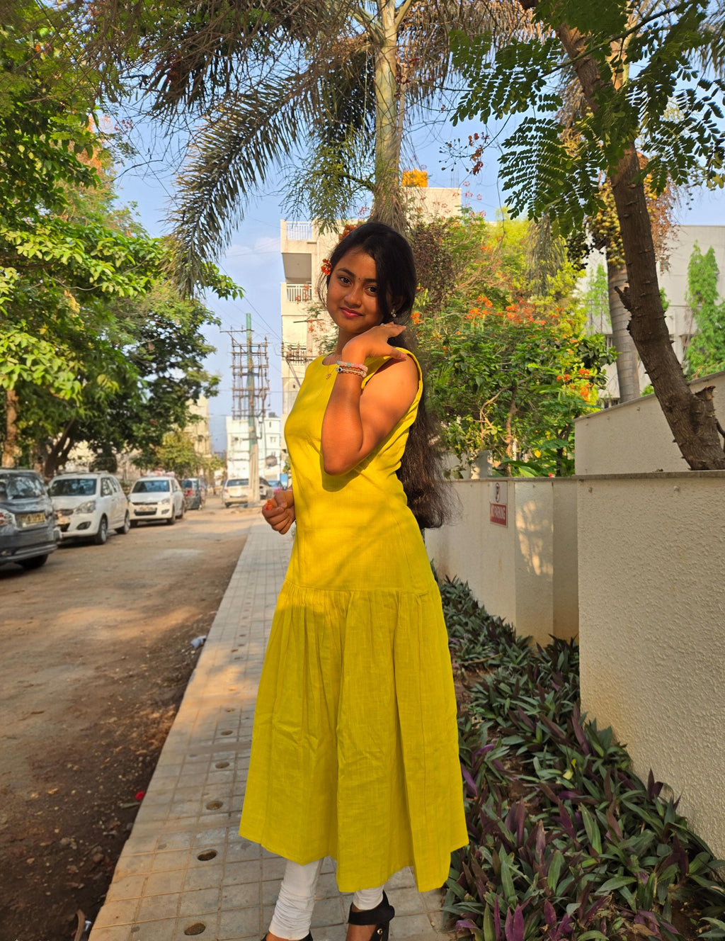 Sunshine Yellow Sleeveless Midi Dress