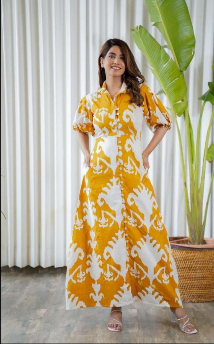 Yellow Printed Maxi Dress