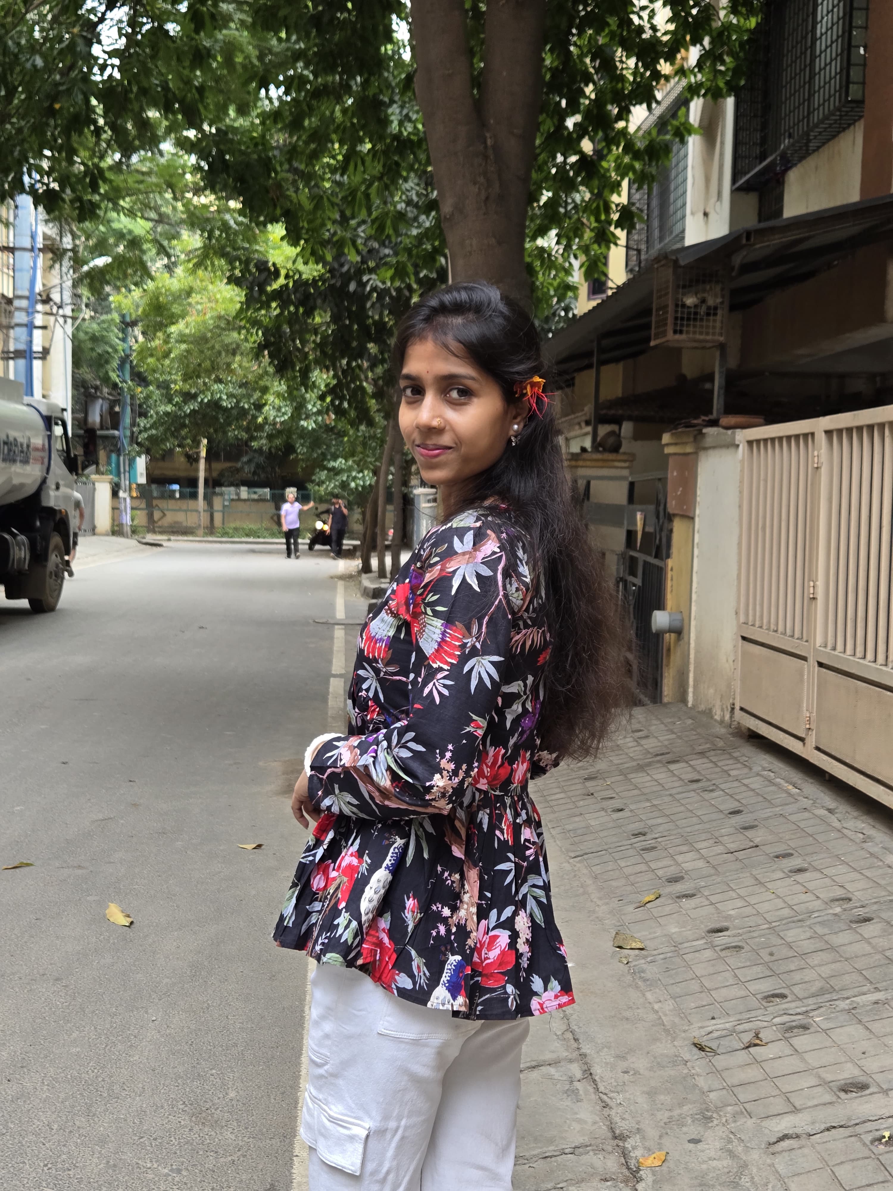 Midnight Floral Peplum Top