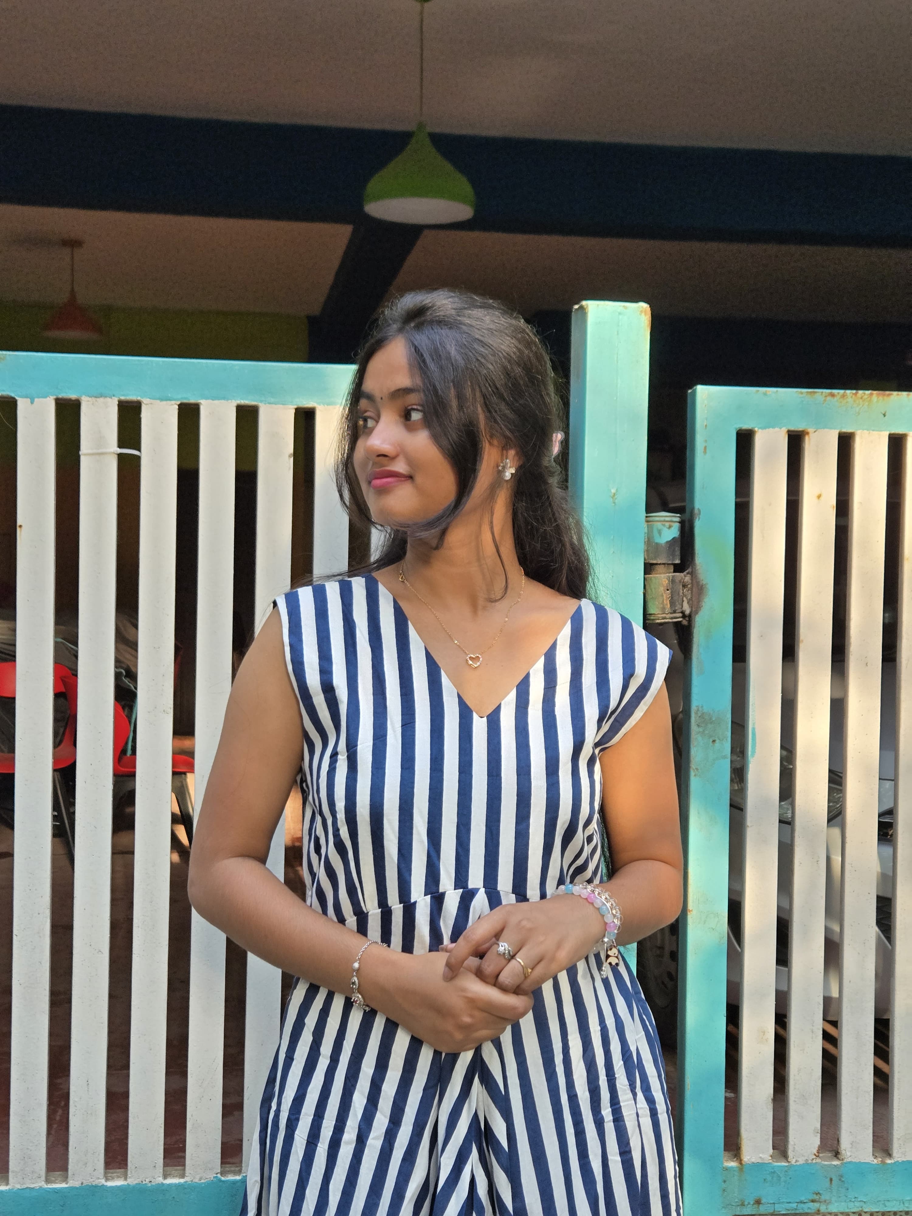 Midnight Stripe Cotton Maxi Dress