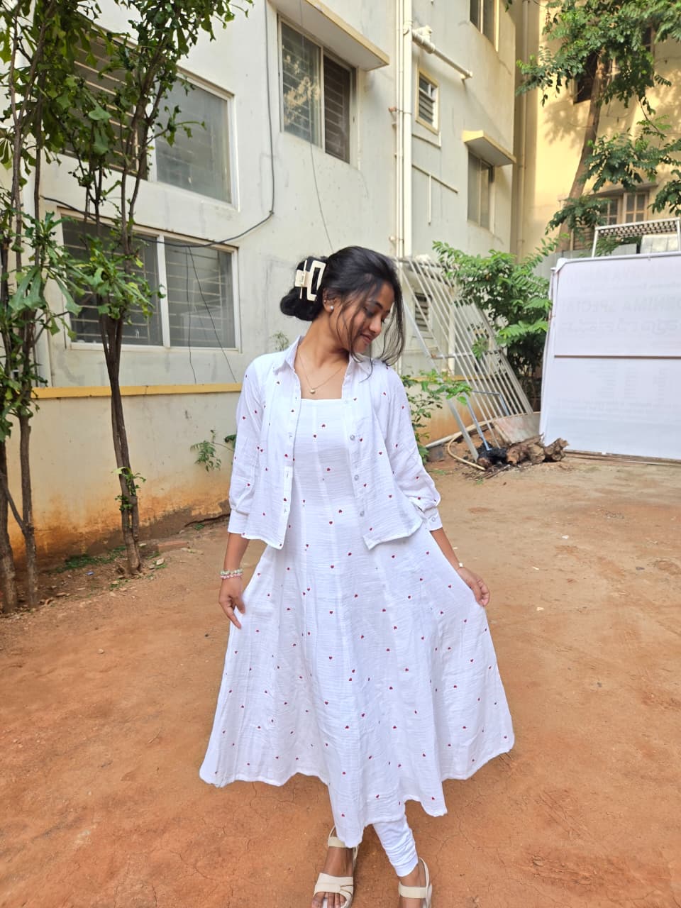 Ivory Charm Frock & Shirt Combo