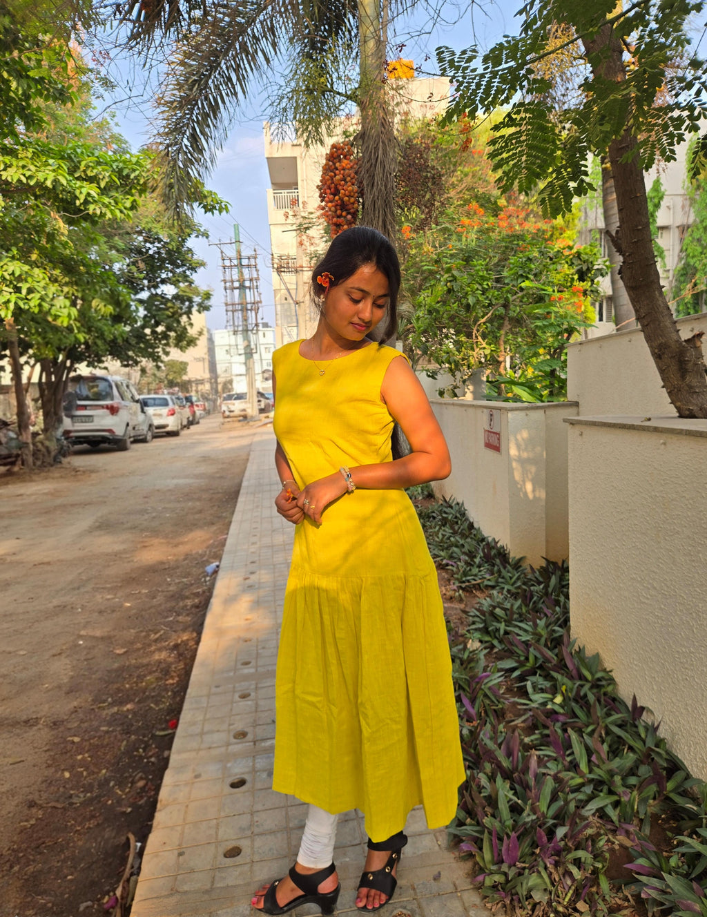 Sunshine Yellow Sleeveless Midi Dress