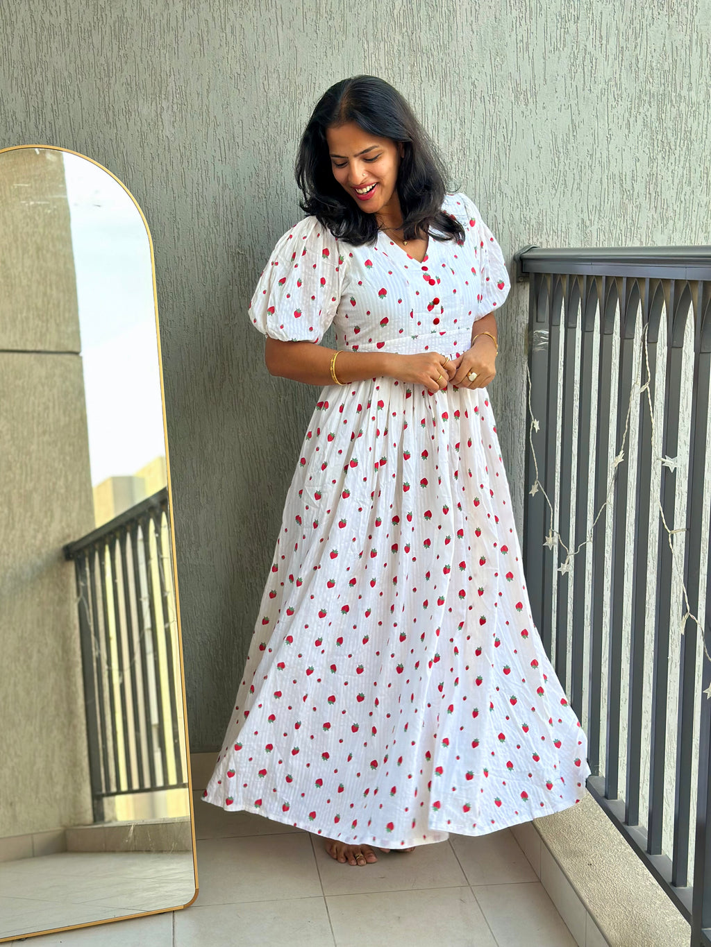 Strawberry Print Maxi Dress